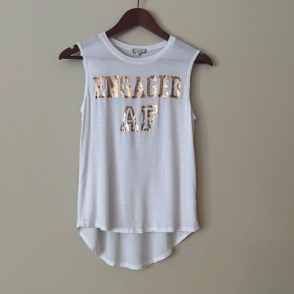 ENGAGED AF White Sleeveless Tank Top Size XS - Picture 5 of 5